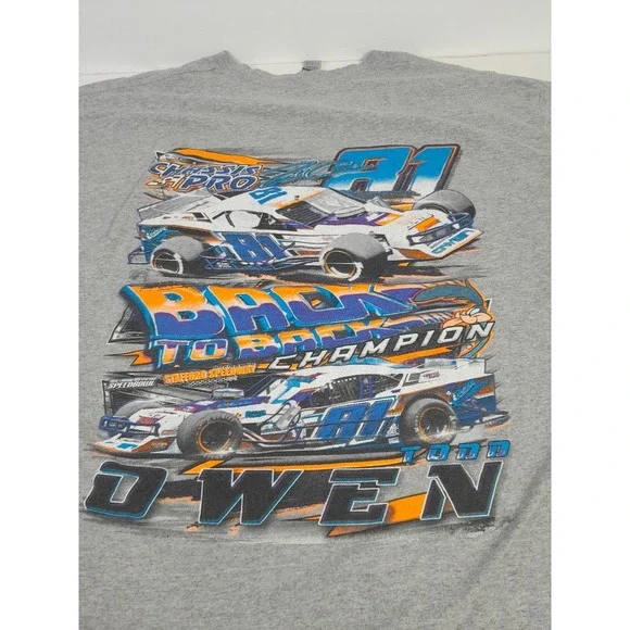 Todd  Owen Racing T-Shirt Sk Modified Champion Back To Back Tee Rare Sz L - Picture 4 of 8